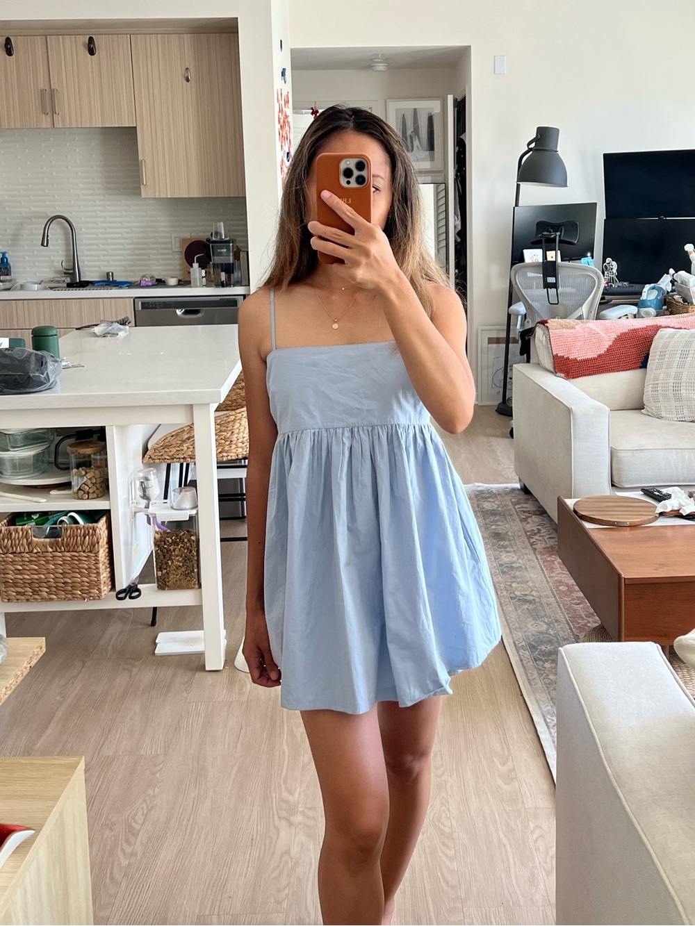 Light Blue Spaghetti Strap Top / Mini Dress